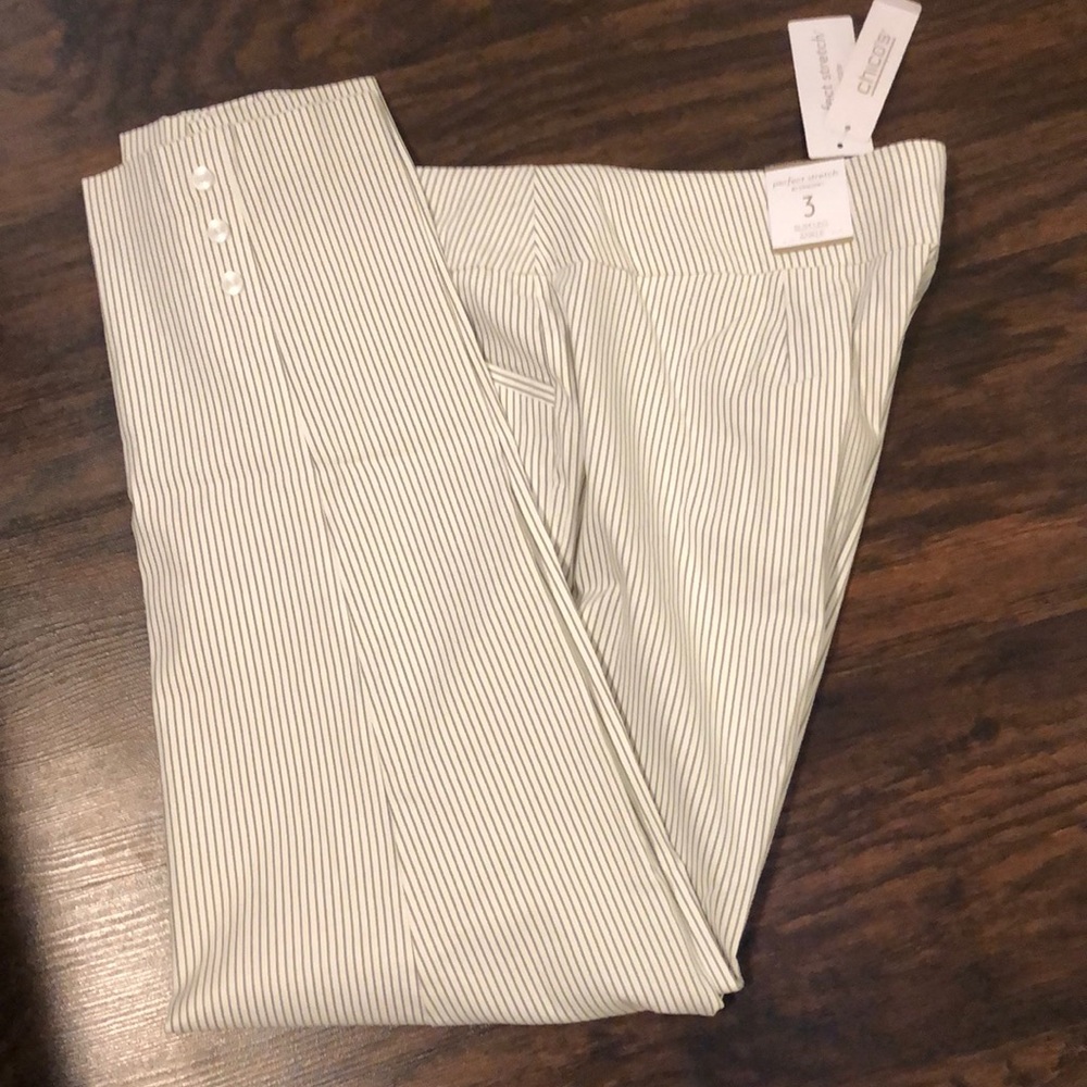 NWT Chico’s slimming stripe ankle pants